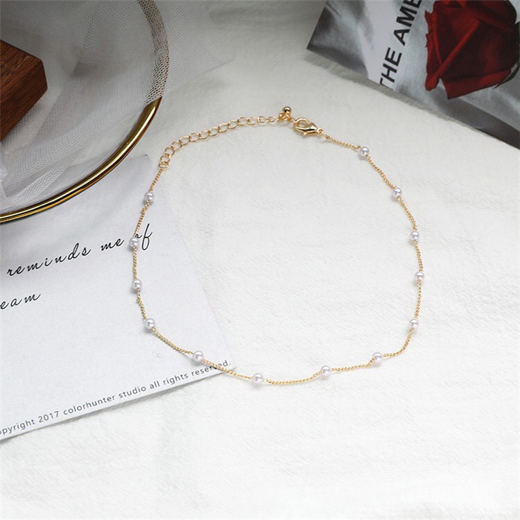 Chocker bản xích nhỏ đan xem ngọc gợi cảm CK406 Maycorner