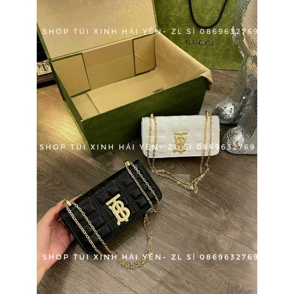 túi đeo chéo, đeo vai trần ô vuông logo BT hàng lót đỏ da mềm đẹp