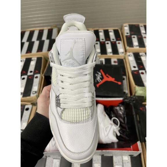 Giầy Thể Thao Air Jordan 4 Pure Money Full White Best Trắng |Chip NFC|