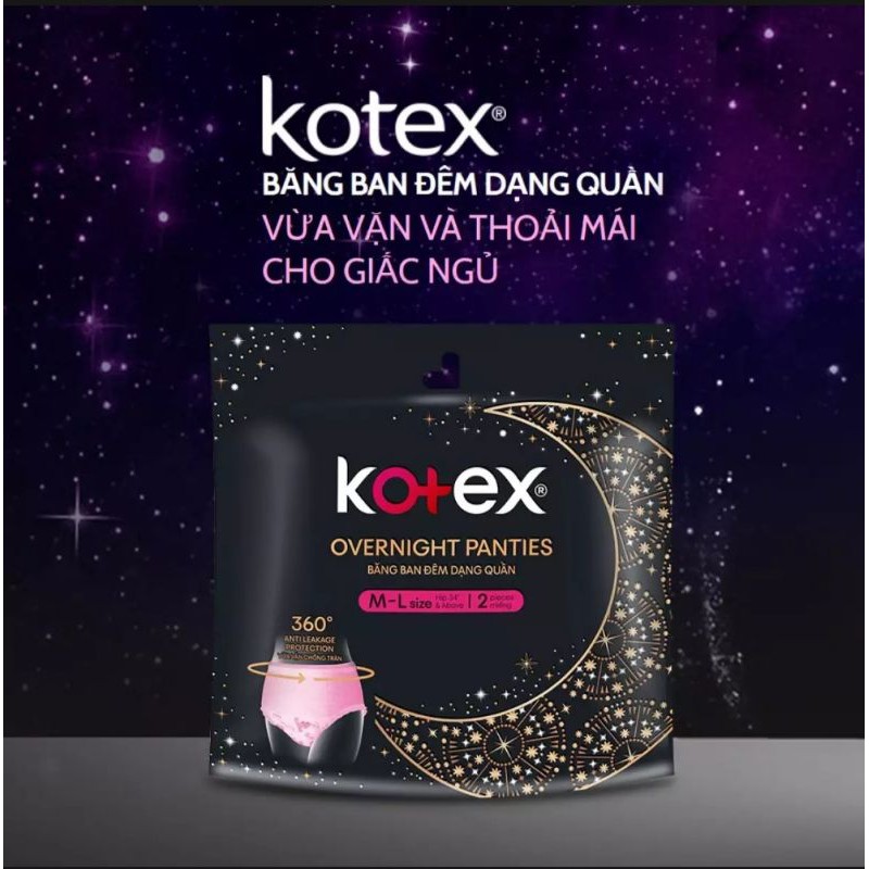 Băng đêm dạng quần kotex M - L gói 2 miếng