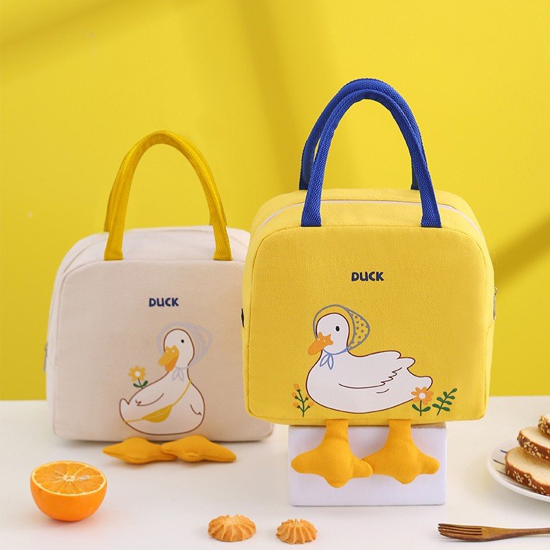 TÚI GIỮ NHIỆT ĐỰNG CƠM CUTE VỊT VÀNG 1 MÀU MỚI KT  23x13x20cm