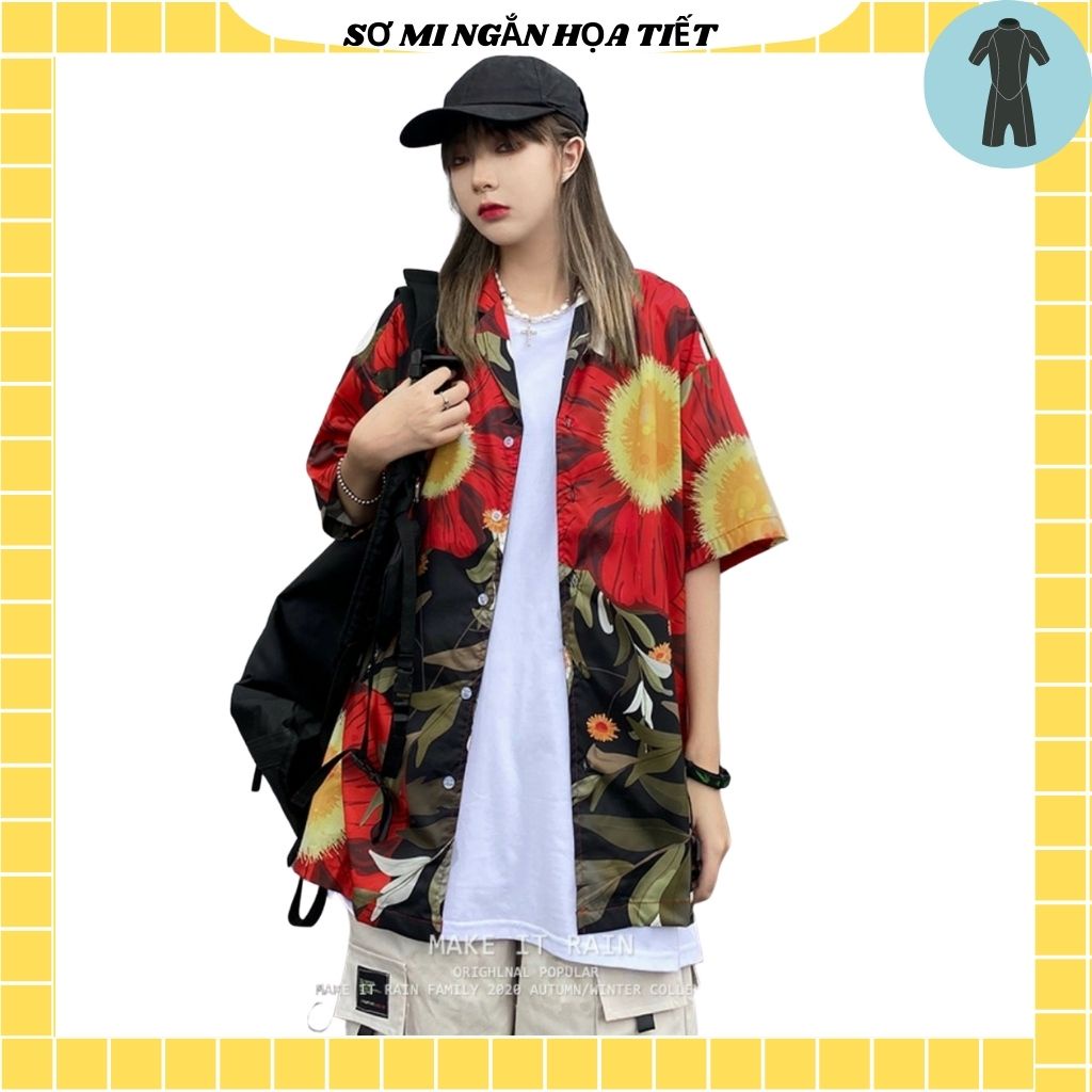 Áo Sơ Mi Tay Ngắn Unisex Cổ Bẻ Phông Cách Hàn Quốc Freesize