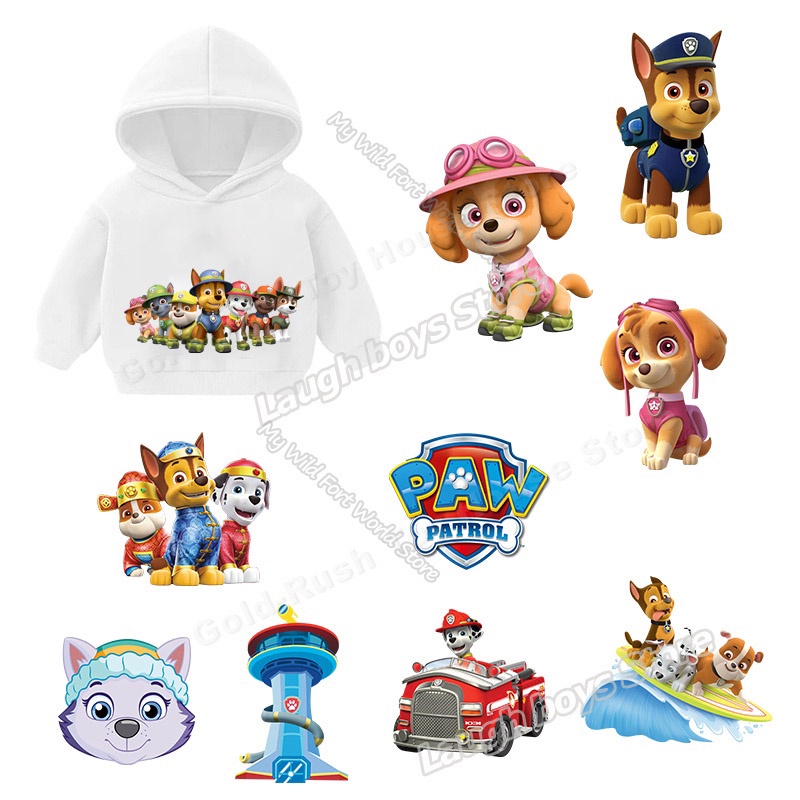 Miếng Dán Ủi Quần Áo In Hoạt Hình Paw Patrol Dễ Thương Cho Gia Đình DIY
