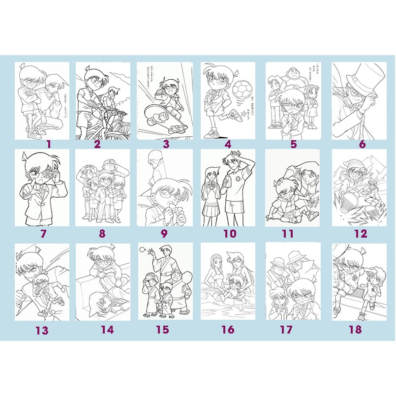 Line art Tranh tô màu Anime khổ A4  - Cho những bạn yêu thích truyện Conan