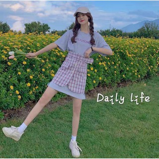 Set đồ đôi caro váy suông