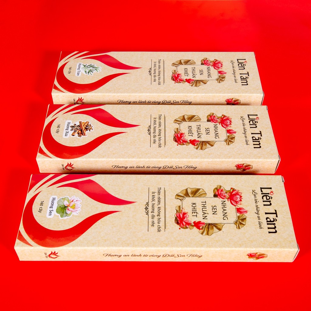 Nhang sen Hương Xưa LIÊN TÂM - 20.5cm - 160 cây - Nhang sạch ít khói từ sen, cho chung cư, phòng máy lạnh