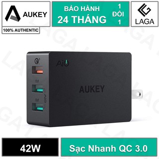 Sạc 3 Cổng Aukey 42W 2 Cổng Aipower 1 Cổng Quick Charge QC 3.0 PA-T14