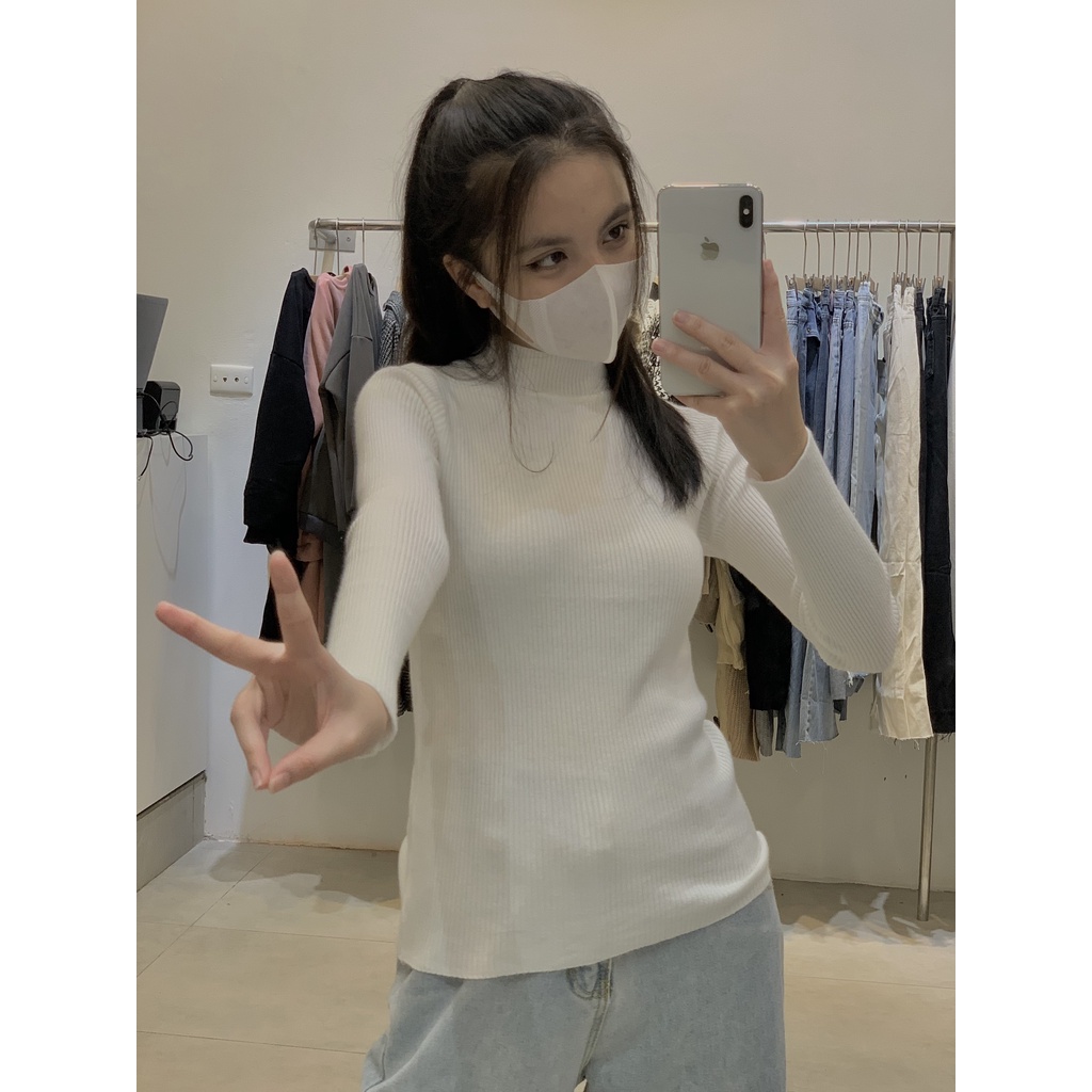 Áo len gân cổ 5p trơn LEN116 LOLLIE STUDIO