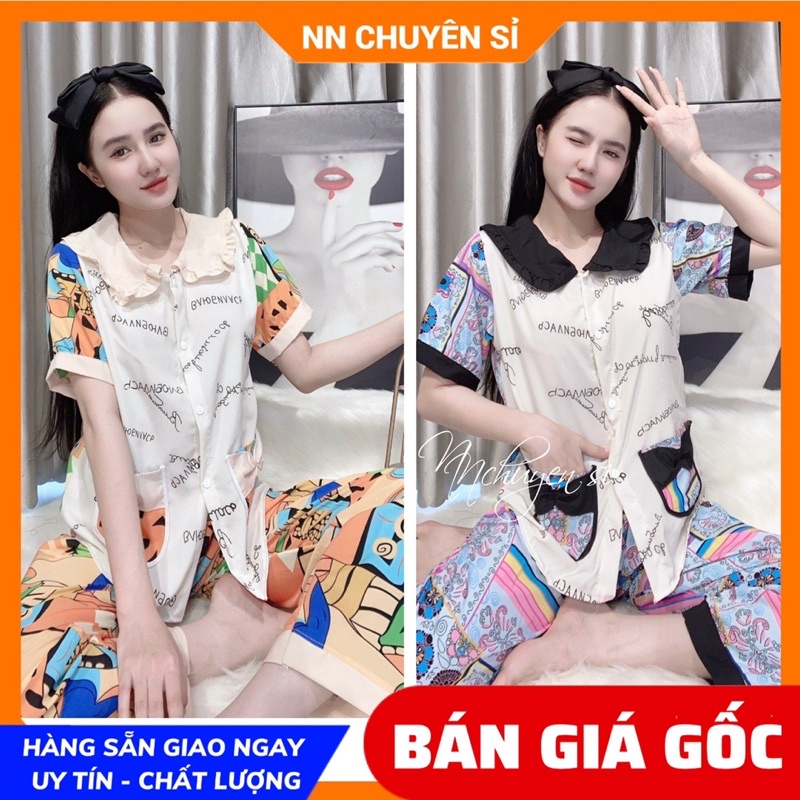 Đồ bộ nữ mặc nhà chất Kate lụa mềm mịn mát in họa tiết hoạt hình dễ thương A50 LV06