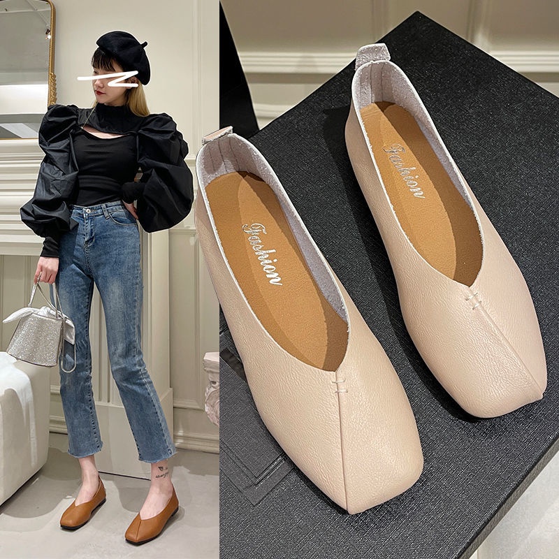 Giày Búp Bê Da Mềm Mũi Vuông Size Lớn 41-43 Thời Trang 2021 40