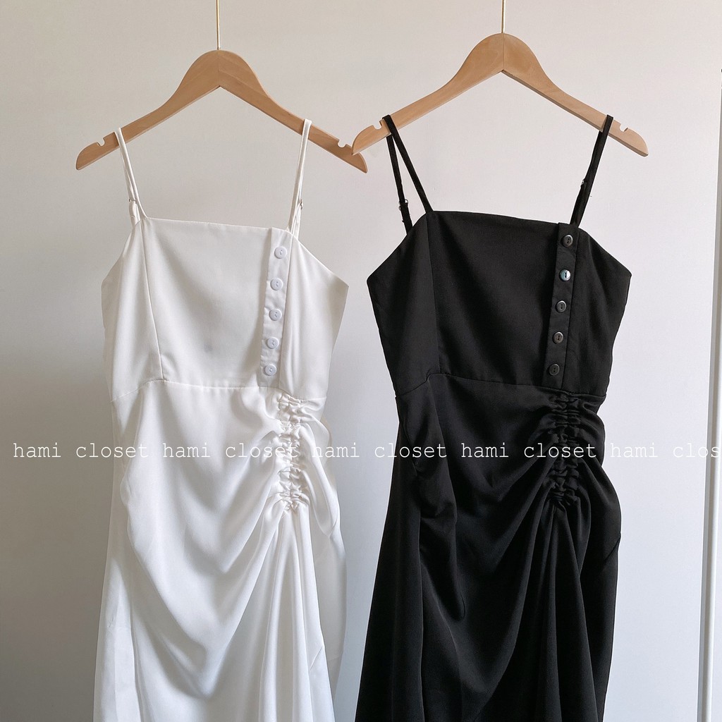 Váy đầm hai dây rút eo chất siêu mịn đẹp hàng có size mã V001