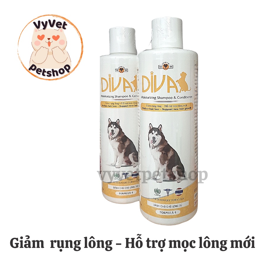 Sữa tắm DIVA giảm rụng lông, hỗ trợ mọc lông mới cho chó 400ml
