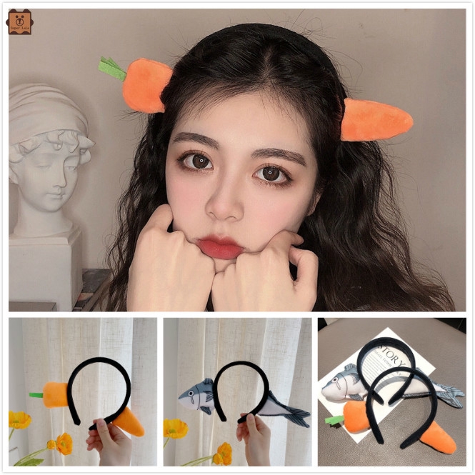 Băng đô cài tóc trang trí hình củ cà rốt/ con cá đáng yêu dành cho bé gái