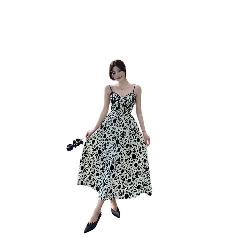 Đầm hoa Perty hai dây dáng dài phong cách Hàn Quốc quyến rũ cao cấp cho nữ