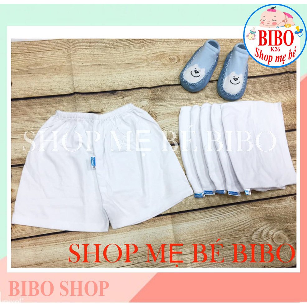 (Chất đẹp) Combo 5 Quần Ngắn Trắng Sơ Sinh Chất Vải Cotton Cho Bé Mặc Nhà Hiệu BOSSINI (3-75KG)-5CÁI