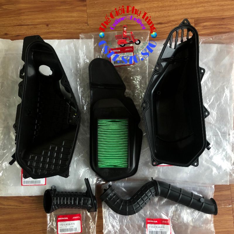 Bộ pô e Vario - Click 150  zin mới - 17210-K59-A70/ 17245-K59-A70/ 17253-K59-A70/ 17215-K59-A70/ 17225-KWN-98