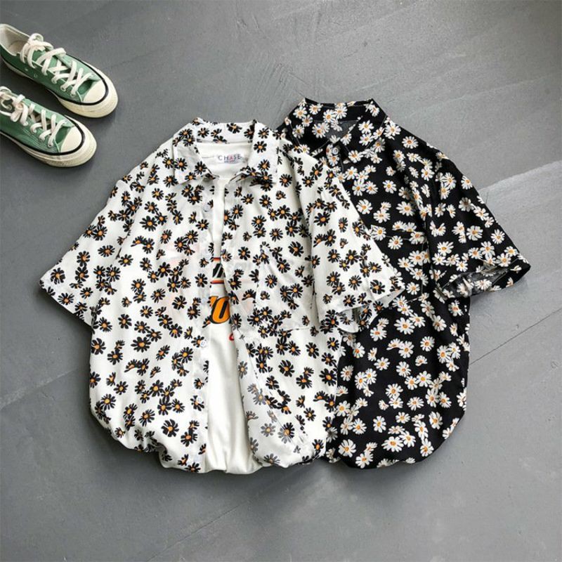 Combo áo sơ mi hoa cúc + Quần Kaki trơn form rộng Unisex