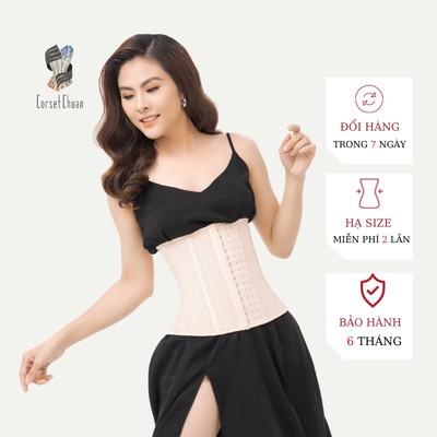 Đai Nịt Bụng định hình eo thon Latex Corset Chuẩn Lưới (Màu Nude)