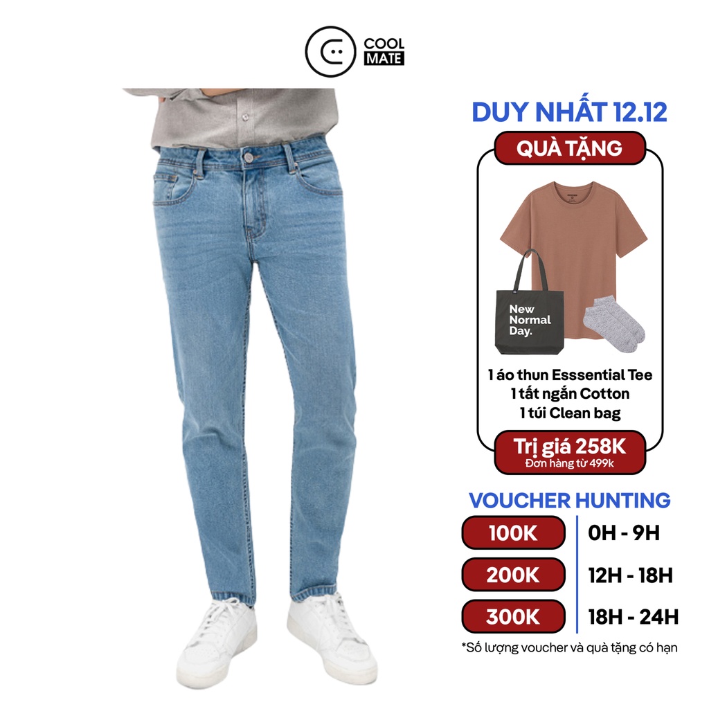 Quần Jeans Basic Slim xanh/đen thương hiệu Coolmate | BigBuy360 - bigbuy360.vn
