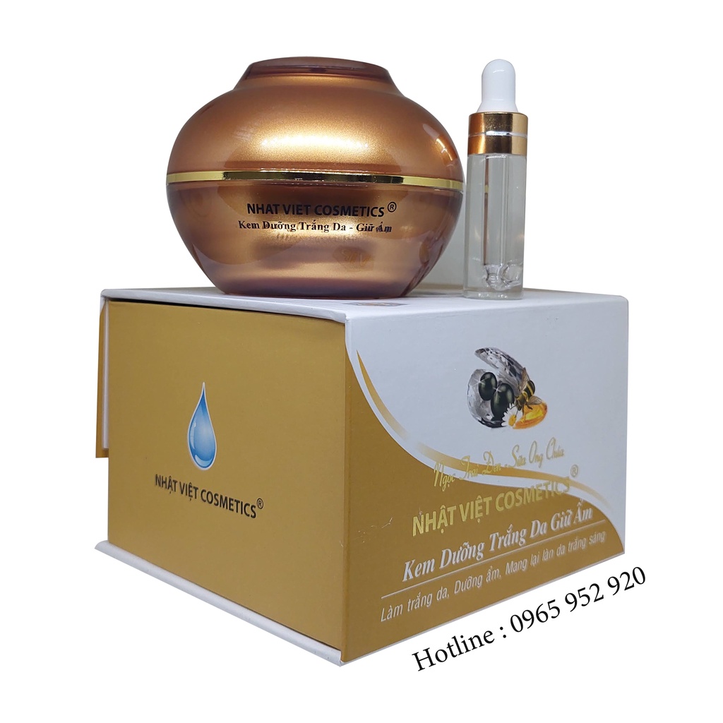 KEM DƯỠNG TRẮNG DA GIỮ ẨM NGỌC TRAI ĐEN - SỮA ONG CHÚA NHẬT VIỆT COSMETICS 25G - 30G