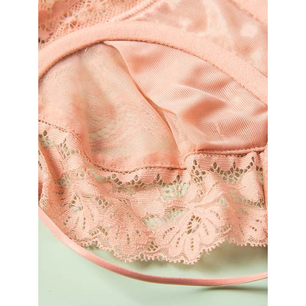 Bộ đồ lót B047 Charm đính hoa dây chéo có gọng không mút