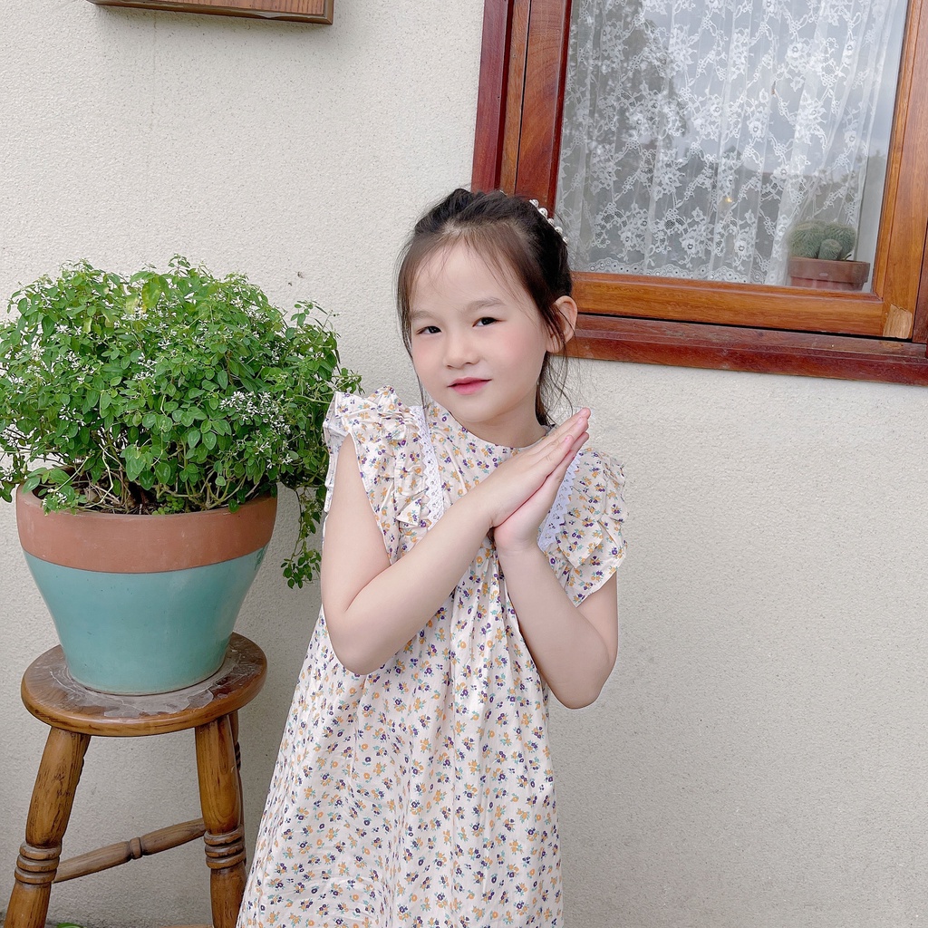 Váy bé gái, Váy kiểu tay bồng Dewkids hoa nhí cao cấp cho bé gái trend 2022 - VH03