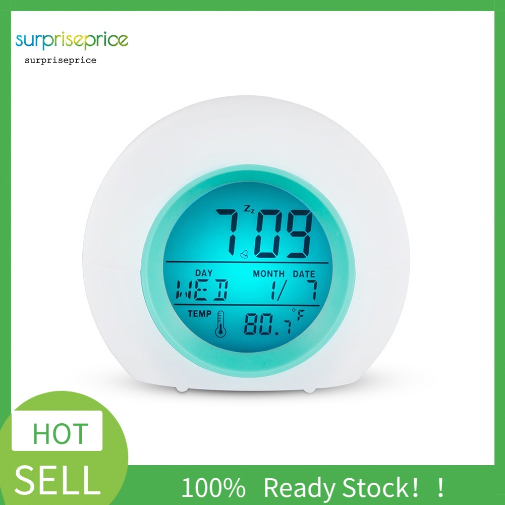 Đồng Hồ Báo Thức Có Đèn LED Hình Tròn Hiển Thị Nhiệt Độ