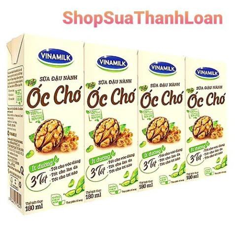 (freeship50k)Sữa Đậu Nành Vinamilk Hạt Óc Chó, Hạnh Nhân, Đậu Đỏ - Lốc 4 hộp x 180ml hsd 2021