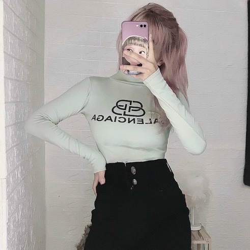 Áo cổ lọ thun thái siêu hot hit màu hot neon chữ ba len siêu hot hit