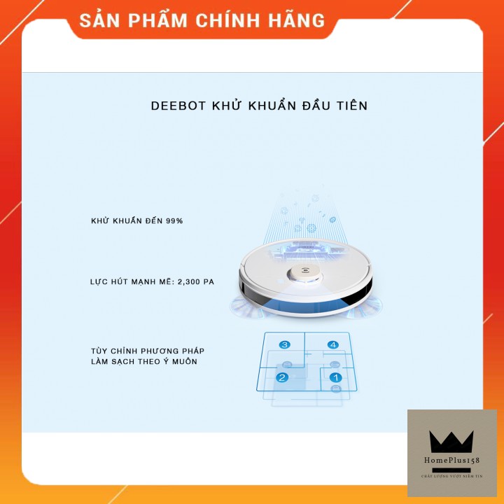 ⚡Hàng chính hãng⚡ Robot hút bụi lau nhà Ecovacs Deebot N8 - Chức năng diệt khuẩn cực kì độc đáo - Mới 100%