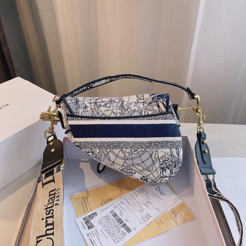 Túi ví, túi đeo chéo, túi yên ngựa da thật Dior CD họa tiết thời trang cao cấp