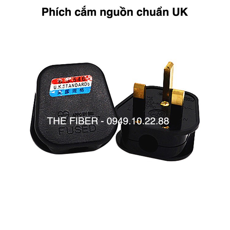 Phích cắm nguồn chuẩn UK - có cầu chì bên trong