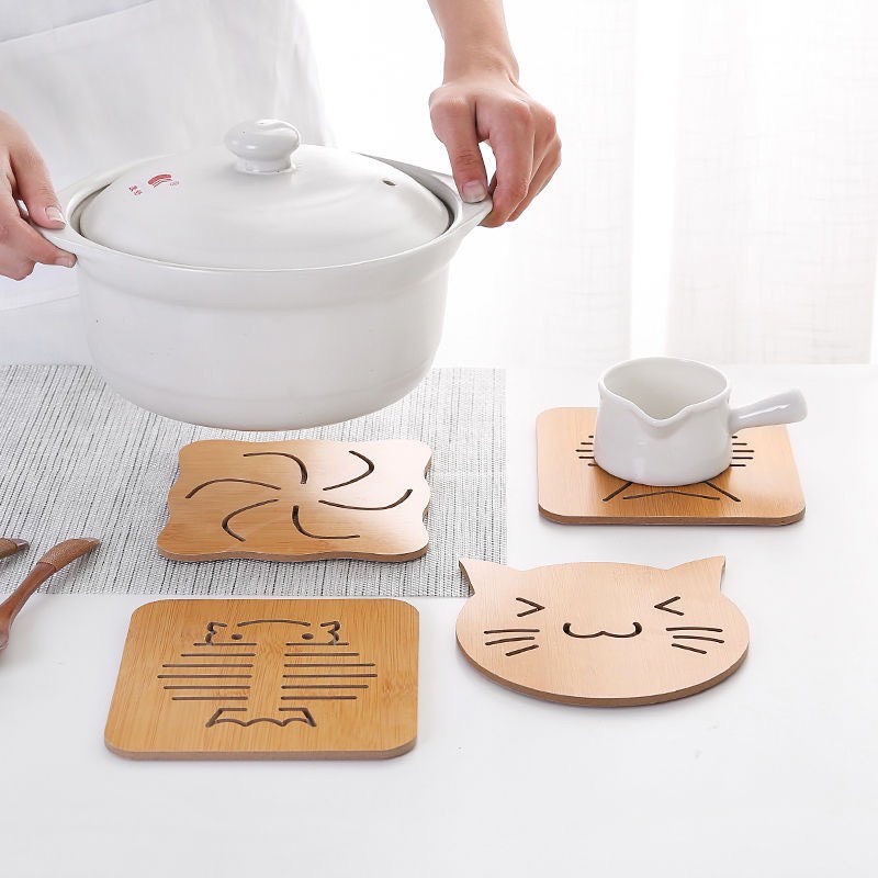 🍃Miếng Lót Nồi Bằng Gỗ Cách Nhiệt Tiện Dụng- có đế chống trượt