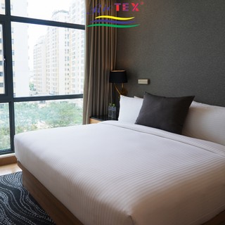 Bộ Drap Cotton Khách Sạn RIOTEX Trắng Sọc 3 Phân Kích Thước 1m/m2/m4/m6/m8/2m2
