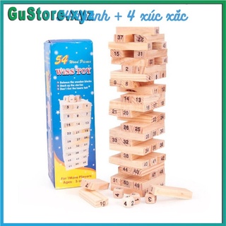  Bộ đồ chơi rút gỗ xếp hình 54 thanh loại nhỏ kèm xúc xắc Wiss Toy