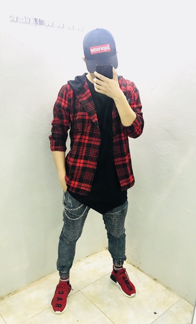 Sơ mi mũ - Hoodie Flannel - Off White | BigBuy360 - bigbuy360.vn
