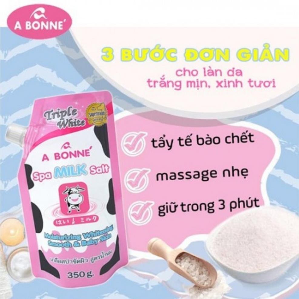 Hàng Thái Lan- Muối Bò Tắm Tẩy Tế Bào Chết Body ABONNE Hương Sữa Tươi 350g