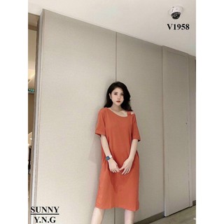 Váy maxi suông lệch vai