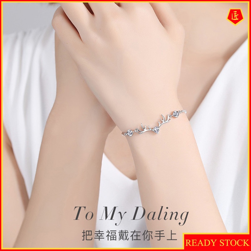 (Hàng Có Sẵn) Vòng Tay Bạc 925 Hình Sừng Hươu Đơn Giản