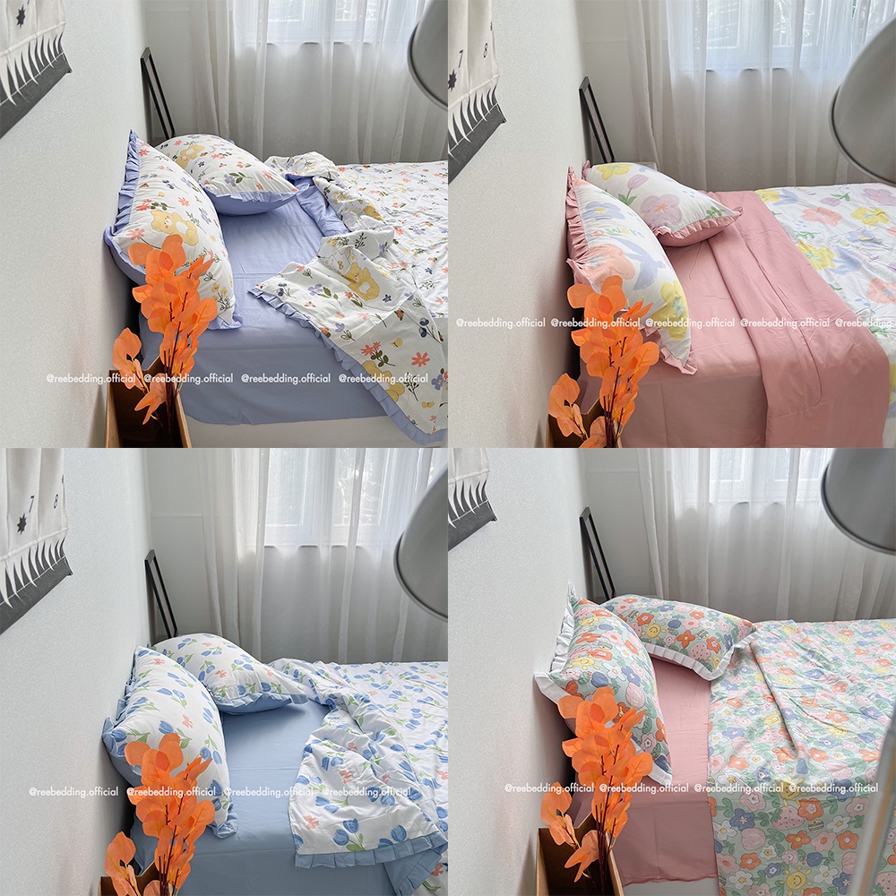 Bộ chăn ga gối chần bông Cotton Đũi Bèo REE Bedding đủ size giường nệm PLC172