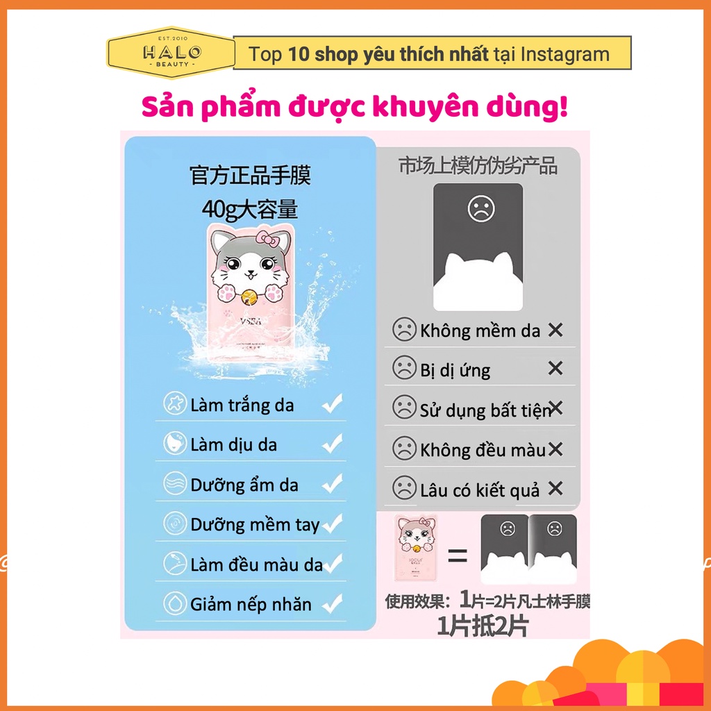 Mặt nạ tay mèo dưỡng da tay dưỡng ẩm làm trắng, giảm nếp nhăn, mềm mịn nội địa Trung