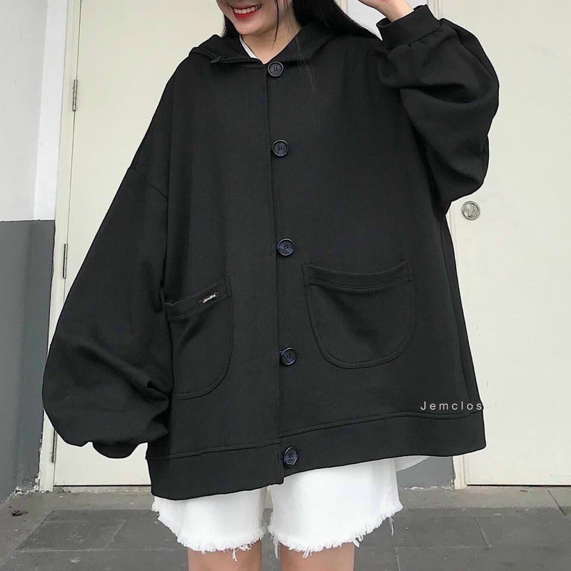 Áo khoác nỉ 5 nút form to dáng thụng