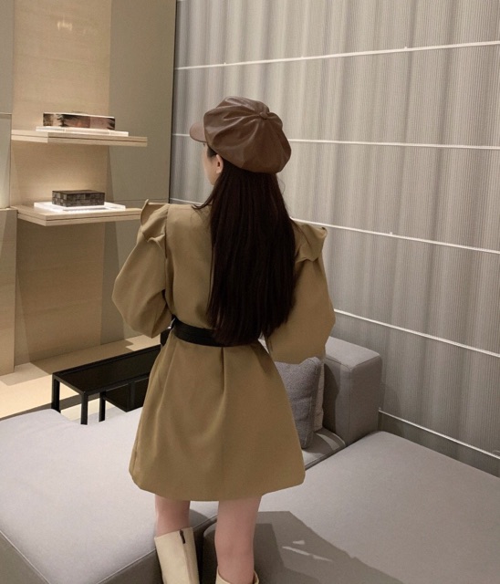 Váy giả vest tay bồng nhẹ phối bèo kèm belt đôi (có ảnh thật) | BigBuy360 - bigbuy360.vn