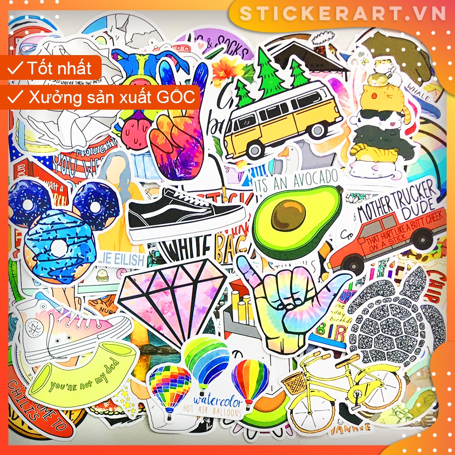 [VSCO #2] 100 Sticker chống nước/dán xe laptop mũ bảo hiểm vali...