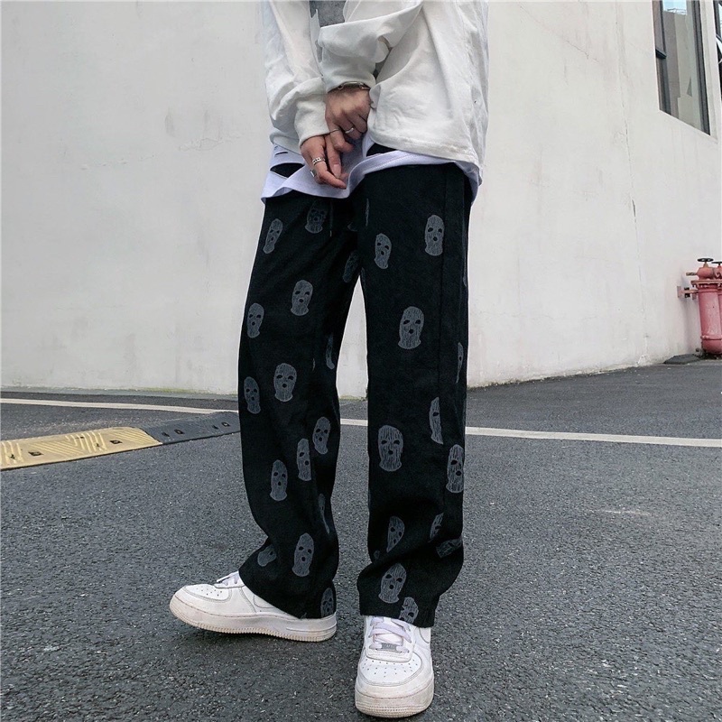Quần culottes chất liệu nhung tăm hoạ tiết