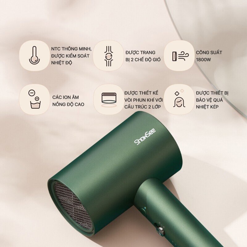 Máy Sấy Tóc Cao Cấp Xiaomi Showsee A5/A1 Công Suất Lớn 1800W Dưỡng Ẩm Tóc