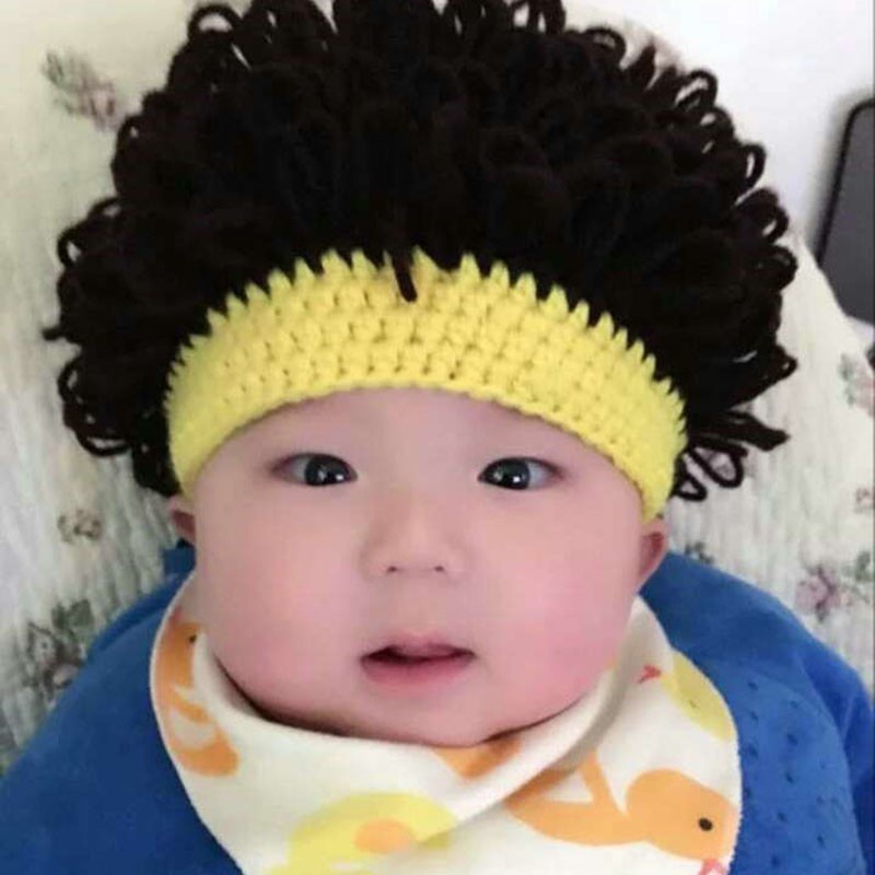 Mũ đan len tạo kiểu đầu afro độc đáo cho bé