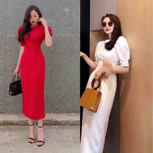Đầm ôm body cổ tròn bút chì dự tiệc chụp ảnh dạo phố Kawaii Mise