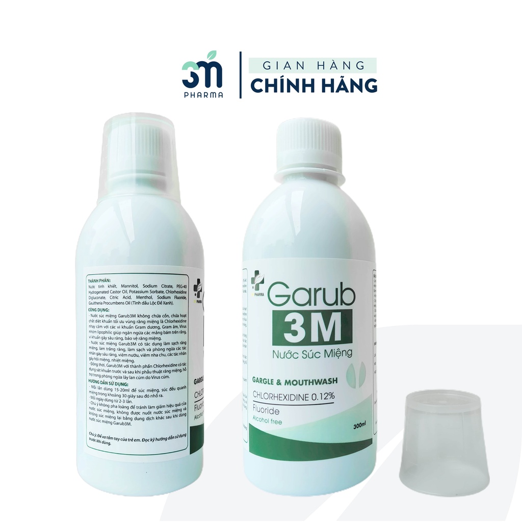 Nước Súc Miệng Thảo Dược Garub 3M - Nước Súc Miệng Diệt Khuẩn, Giữ Hơi Thở Thơm Mát, Chống Viêm Lợi, Ngừa Sâu Răng