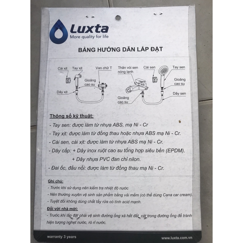 Bộ Vòi Sen Tắm Cao Cấp LUXTA -3 Chế Độ TX18- BH 1 năm